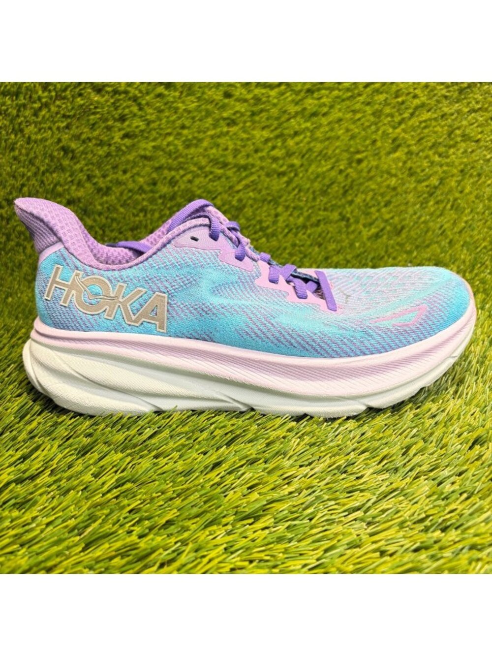 Hoka One One Clifton 9 Womens Size 7.5 Blue Purple Road Running Shoes Sneakers